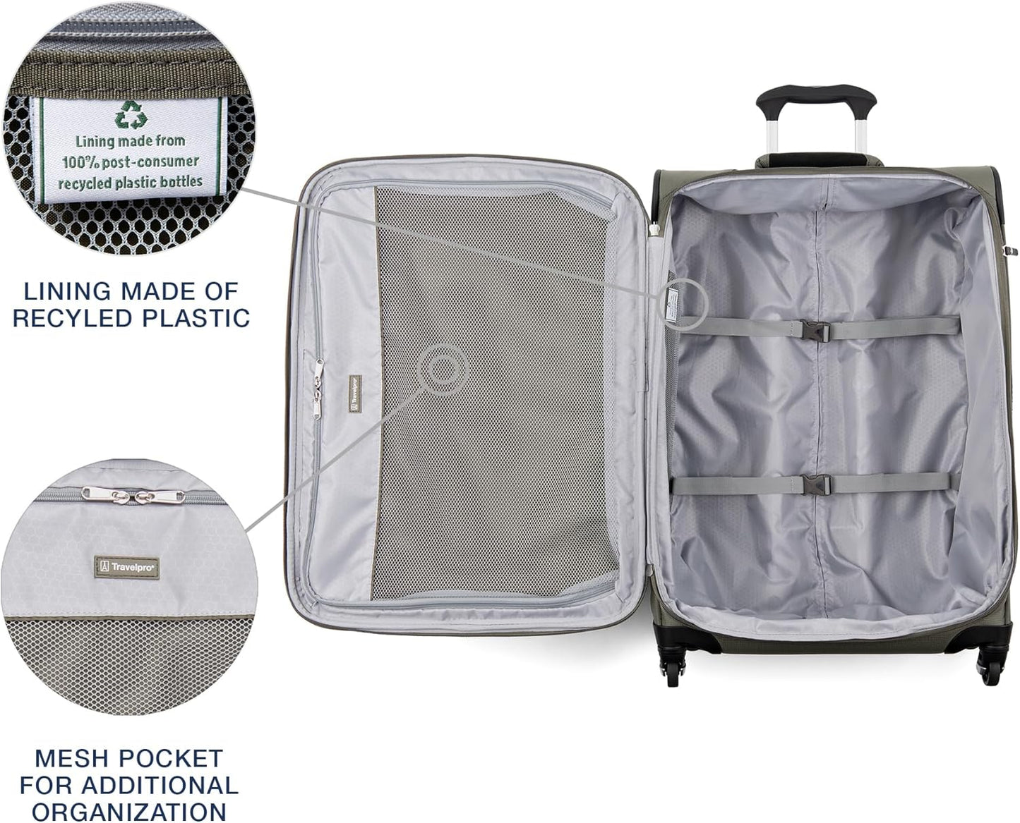 Travelpro Maxlite 5 Softside Expandable Checked Luggage with Spinner Wheels, Lightweight, 25-Inch — Slate Green