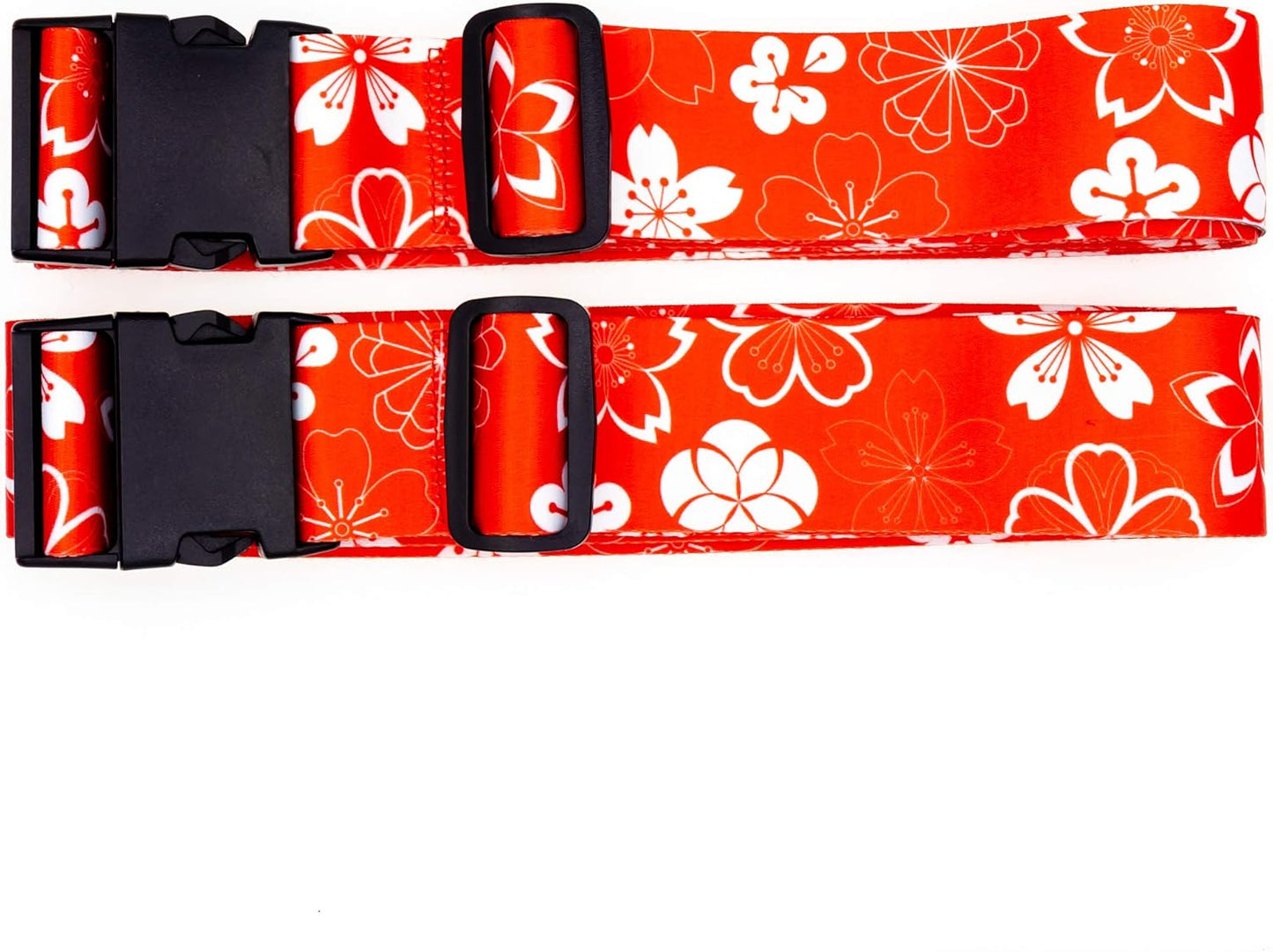 Teeoff Luggage Straps Suitcase Belts Travel Bag Accessories Adjustable 220CM (Sakura Orange - 2 Pack)