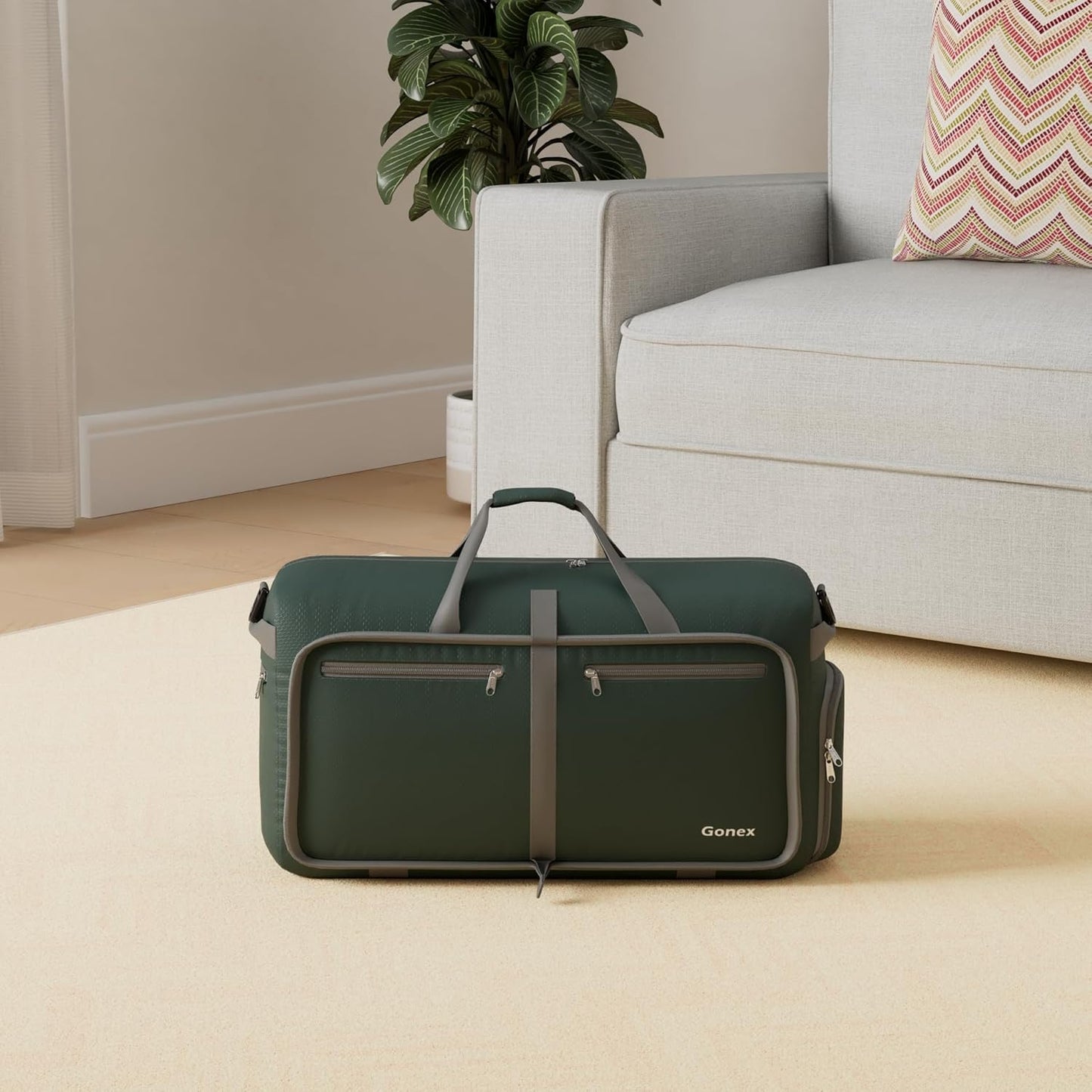 Gonex 40L 60L 80L 100L 150L Large Foldable Travel Duffle Bag with Shoes Compartment, Packable