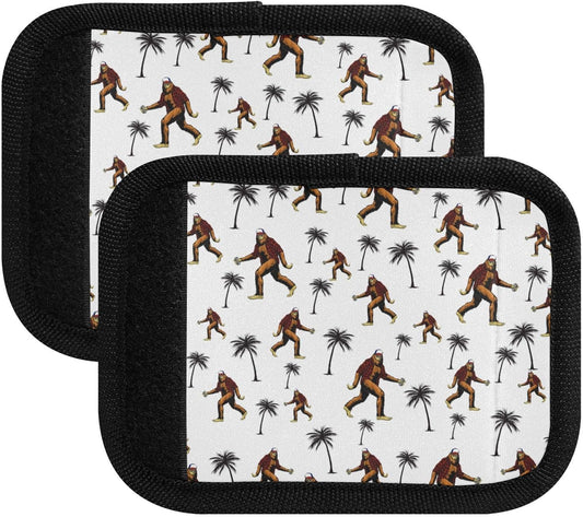 Sasquatch Palm Tree 2 Pack Luggage Handle Wrap for Suitcase Luggage Identifier Travel Tags Handle Protection Sleeve Cover