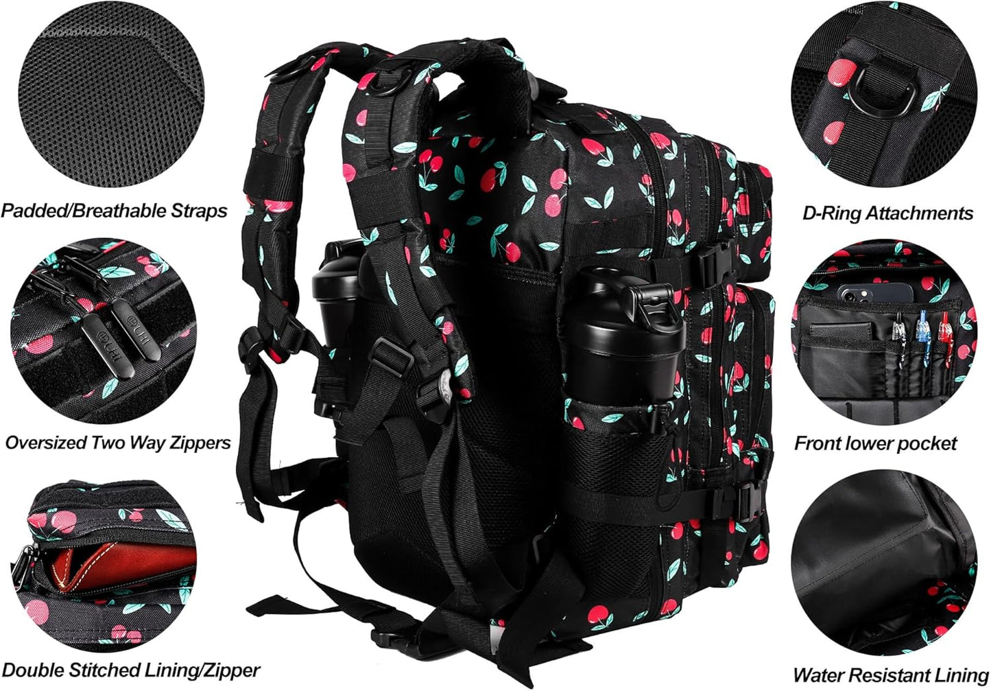 LHI Tactical Military Backpack for Men and Women 25L/35L Army Assault Pack Bag Small Rucksack with Bottle Holder