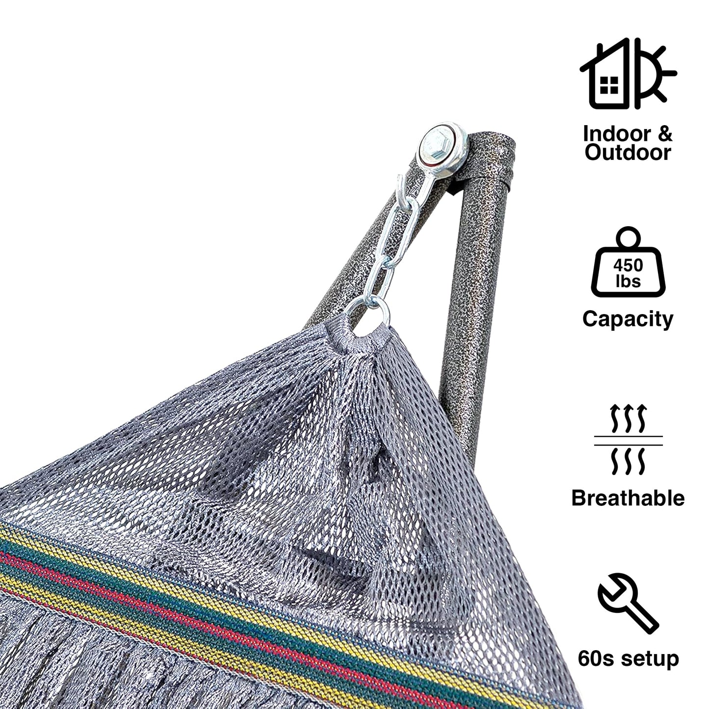 Best Home Fashion Portable Hammock with Collapsible Steel Stand, 450 lbs Capacity, No Tools