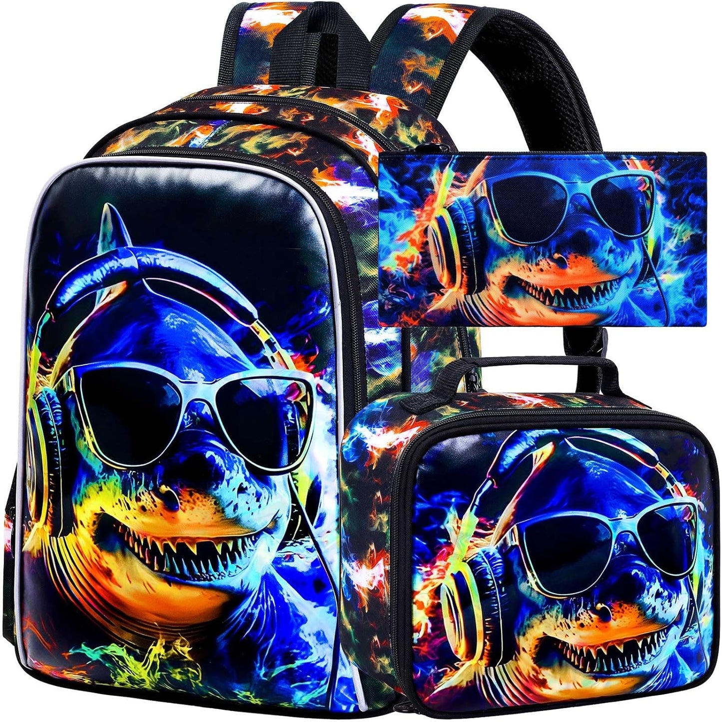 3Pcs Backpack for Boys, 17" Kids Bookbag with Lunch Box, School Backpacks for Elementary Preschool Kindergarten
