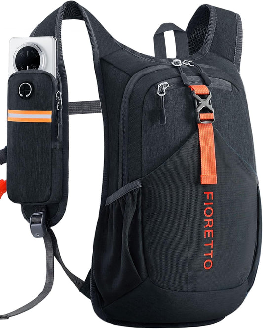 FIORETTO 10L Hiking Backpack for Women Men Mini Packable Backpack Lightweight Small Daypack for Camping Travel Outdoor, Black