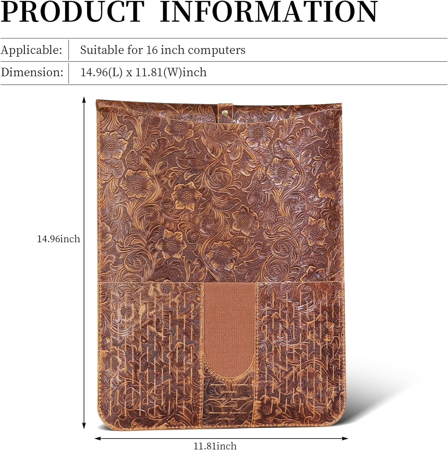 Gexmil Genuine Laptop Sleeve 16 inch, 15-15.6 Inch Laptop Cover Compatible with MacBook Pro 16 M4 M3 M2 M1, HP Acer Dell Lenovo ASUS Notebook, Computer Sleeve Bag with Pocket, Floral Brown