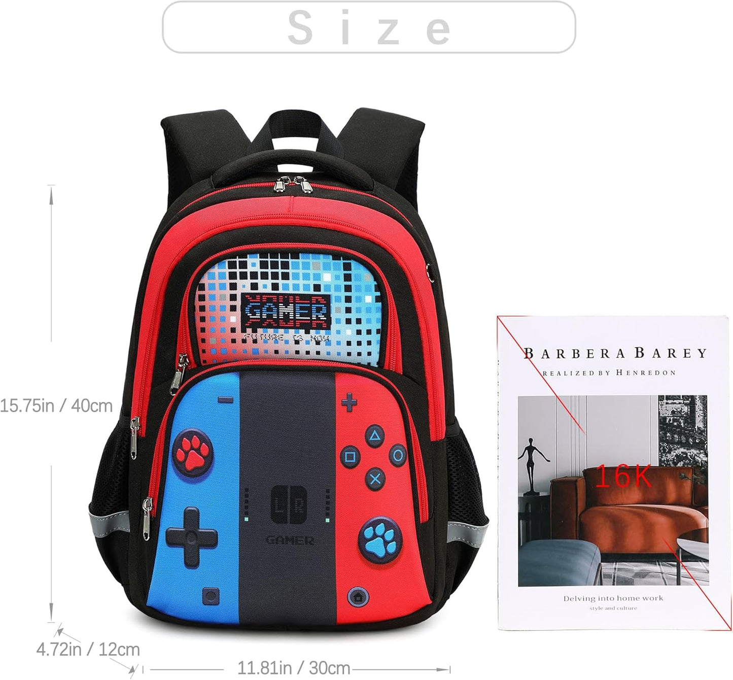 abshoo Cute Game School Backpack For Boys Elementary Kindergarten Kids School Bag (Gamer Black)