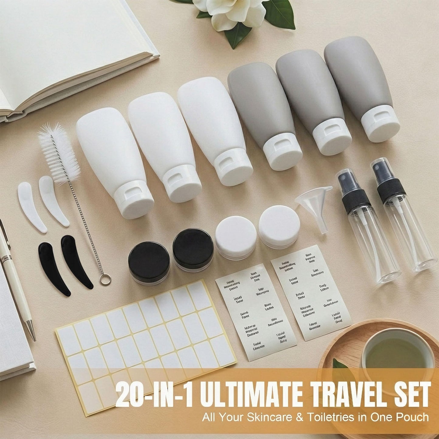 DEWSENSI 20 Pack Travel Bottles Set for Toiletries TSA Approved