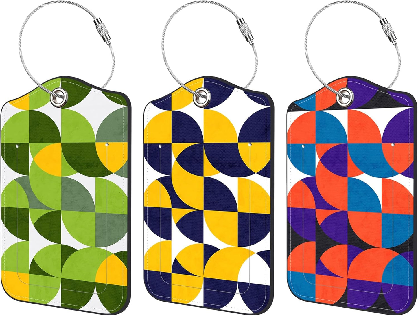 3 Pack Luggage Tags for suitcases Abstract Art Geometric Leather Luggage Tag, Identifiers with