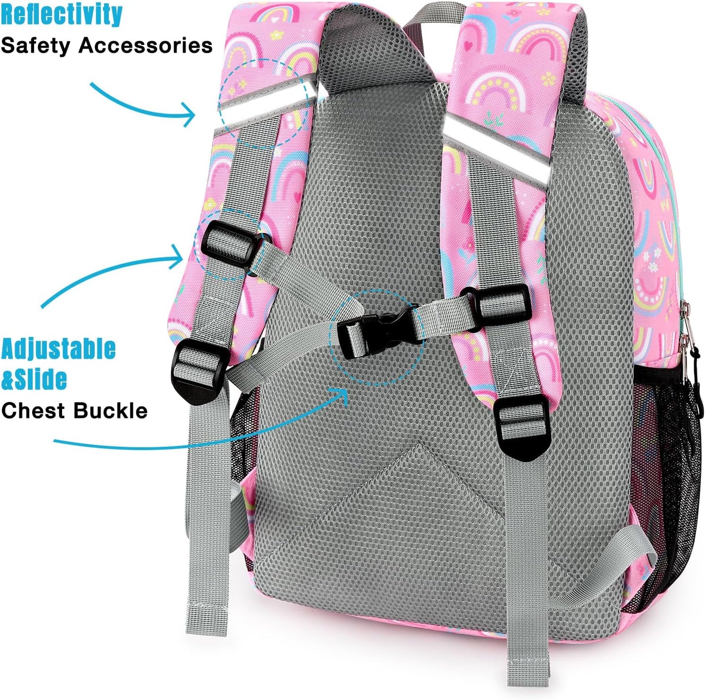 STEAMEDBUN Kids Backpack for Girls, Rainbow Kindergarten Backpack for Toddler Girls Age 3-8