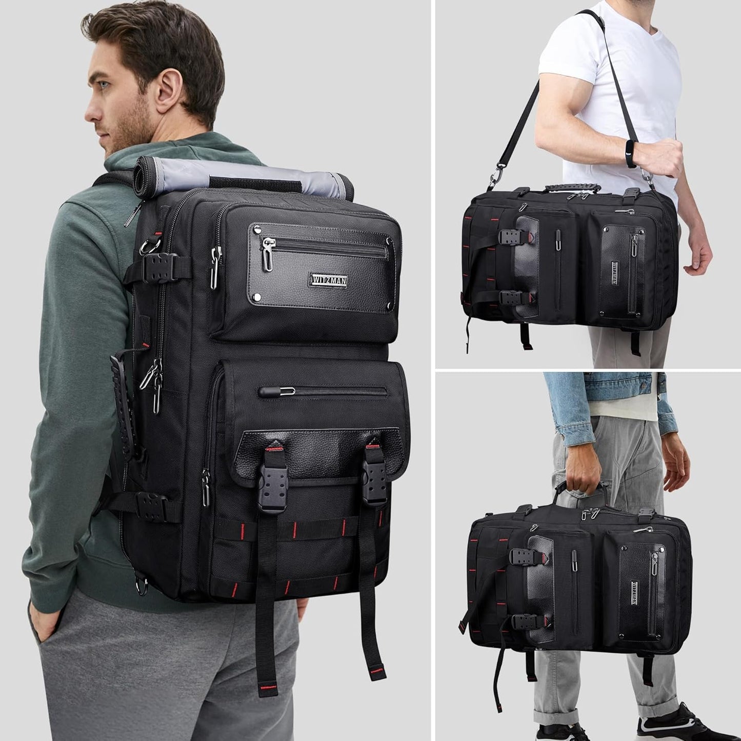 WITZMAN Carry On Travel Backpack for Men Duffle Bags Fit for 17 Inch Laptop Airline Approved Laptop Backpack(B685 Black)