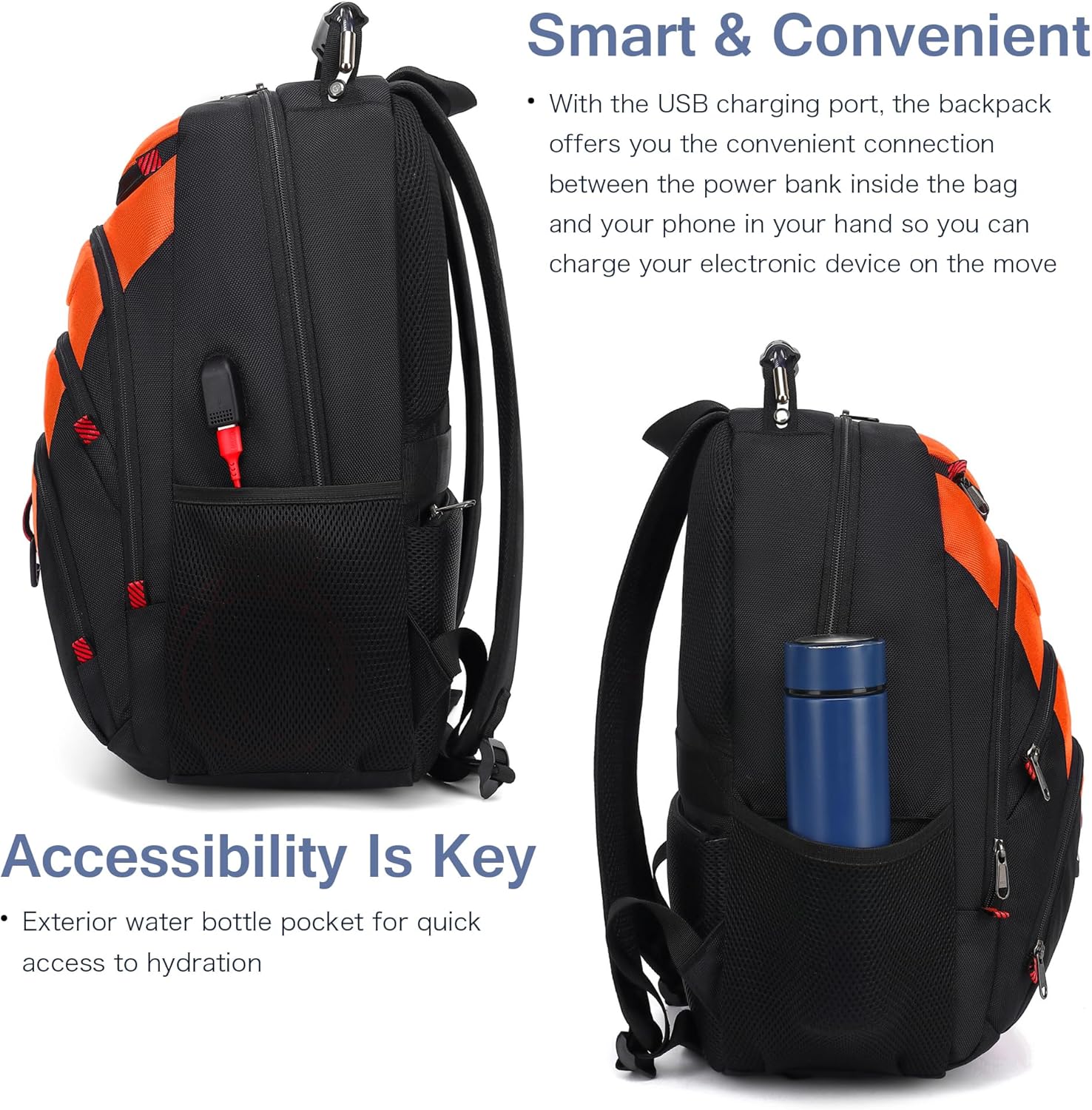 Boavan Laptop Backpack for men, 15.6 inch Laptop Bag with USB Port, Waterproof Travel Work Backpack