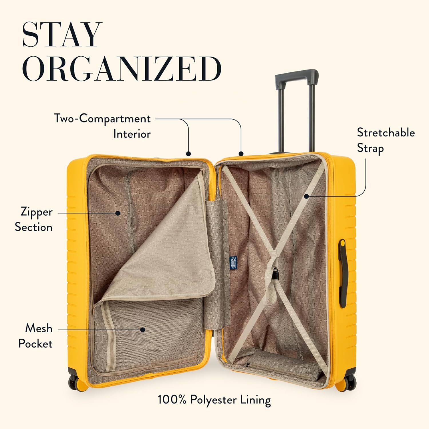 Bric's B|Y Ulisse Spinner Suitcase, Expandable Hard Shell Luggage with TSA Lock and Smooth 360°