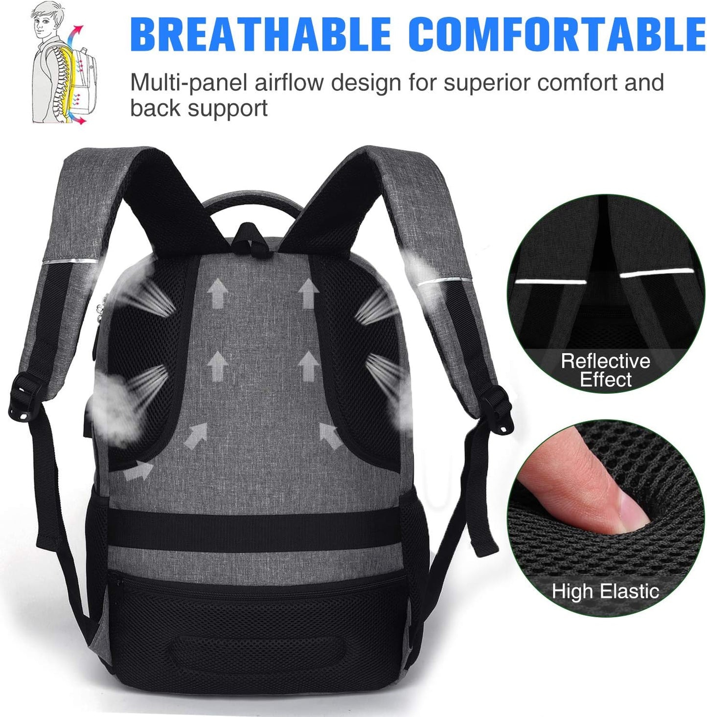 Paude Travel Backpack for Men and Women,17.3 inch School Backpack for Teens,Laptop Backpack with USB Charging port for Business College Trip