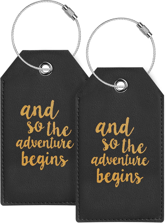 Casmonal Luggage Tags with Full Back Privacy Cover w/Steel Loops (Black 02 pcs Set)
