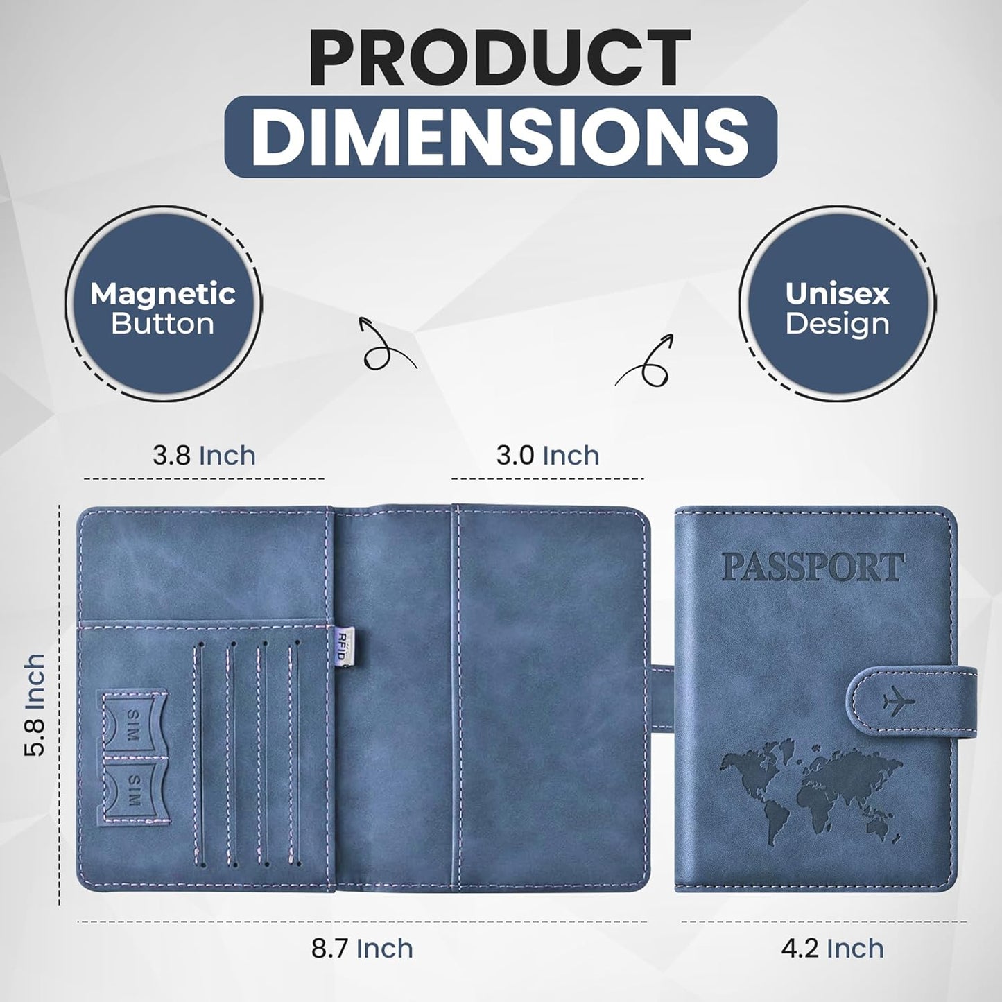 Passport Holder for Travel Essentials, Passport Wallet Cover Case for Travel Must Haves Accessories,Passport Book Holders for Women and Men BLACK (BLUE)