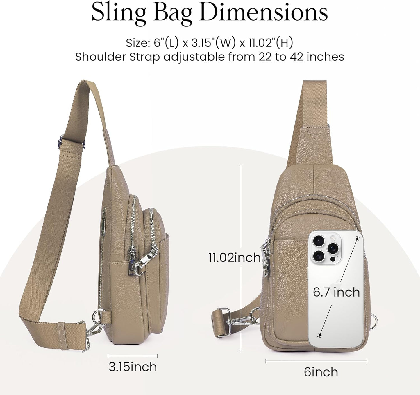 befen Genuine Leather Small Sling Bag for Women Anti-Theft Crossbody Chest Bags Fanny Packs for
