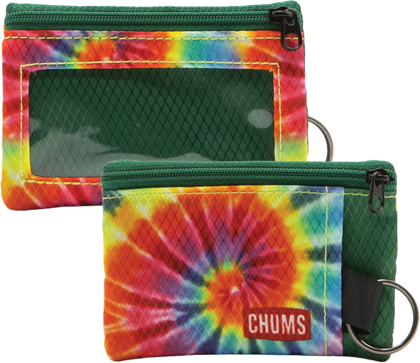 Chums Surfshorts Wallet - Lightweight Slim Wallet w/ RFID Blocking Card - Zippered, Minimalist Wallet w/Key Ring - Patterns