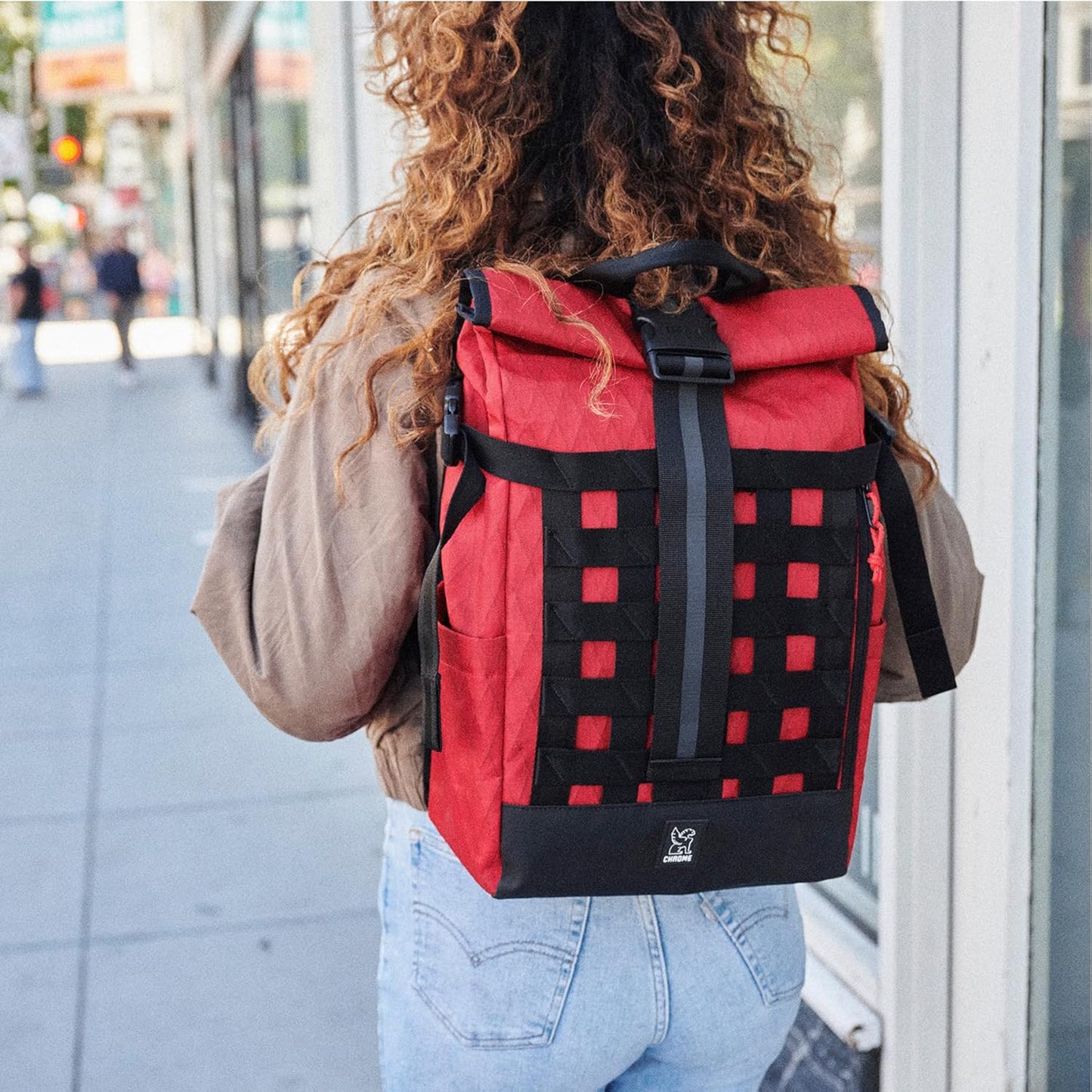 Chrome Industries Barrage 18L Amber X Roll-Top Backpack – Water Resistant Bag for Work, School, Travel – Features Cargo Net & Laptop Pocket