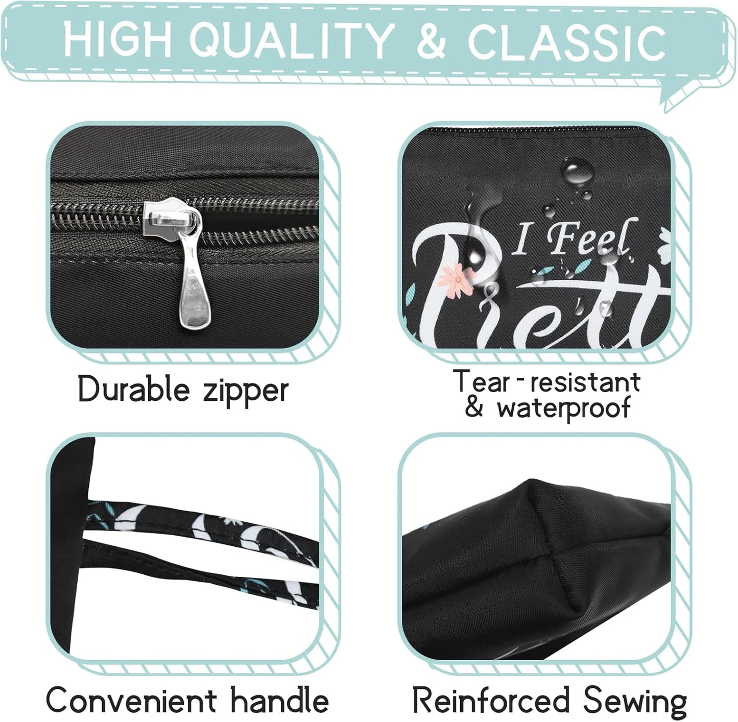 Gloppie Small Makeup Bag for Purse Cosmetic Bag for Women Little Beauty and Personal Bag Must Have Purse Essentials Black