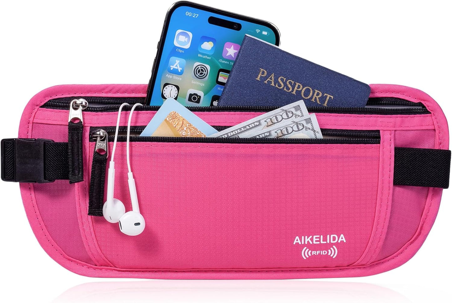 Travel Money Belt - Slim Passport Holder Travel Wallet with RFID Blocking Travel Pouch Undercover