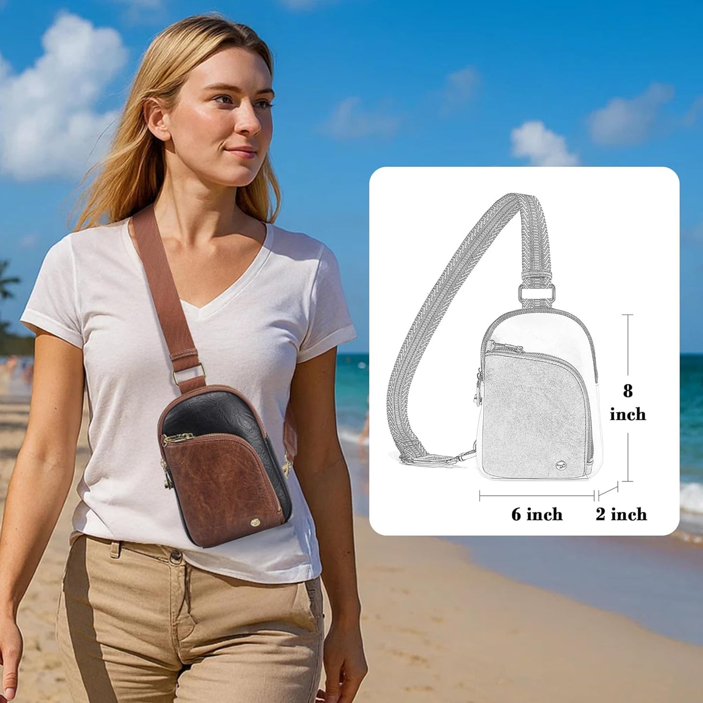 INICAT RFID Blocking Sling Bag Anti Theft Crossbody Bags for Women Travel Fanny Pack Cross Body for Woman Chest Bag