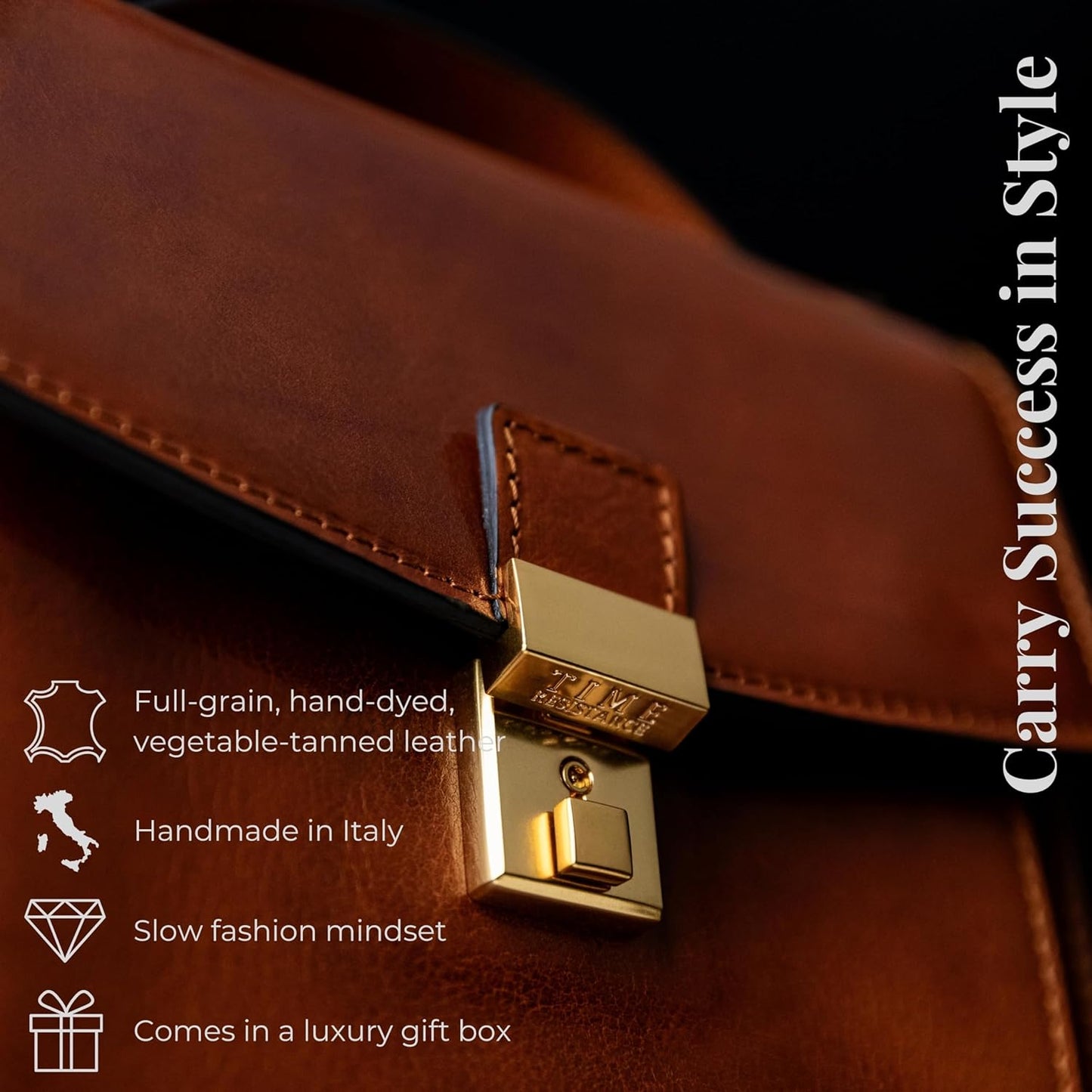 Time Resistance Small Leather Briefcase for Men - Crossbody Bag - Italian Leather Messenger Bag