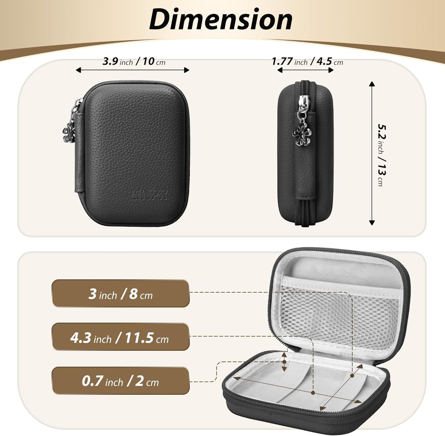 Digital Camera Case for CAMKORY, KODAK PIXPRO FZ45/FZ55, Canon IXUS 285 HS, Lecran, Small Travel Compact Camera Holder with Mesh Pocket for Accessories SD Card (Black)