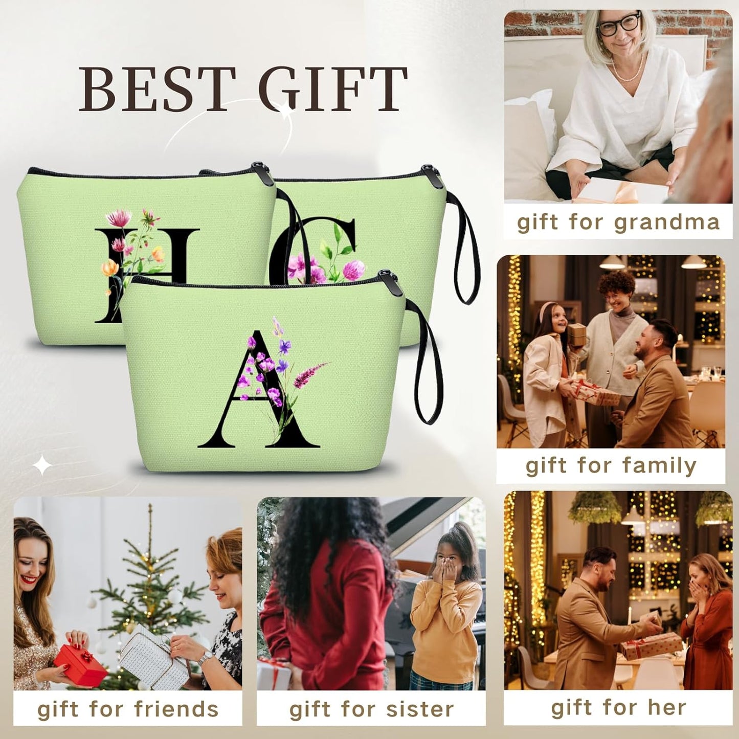 SEAMOON Maid of Honor Friendship Birthday Gifts for Women Her Aunt Sister Bridesmaid Coworkers Bride Personalized Makeup Cosmetic bag with Mirror Mothers Day Christmas Graduation A