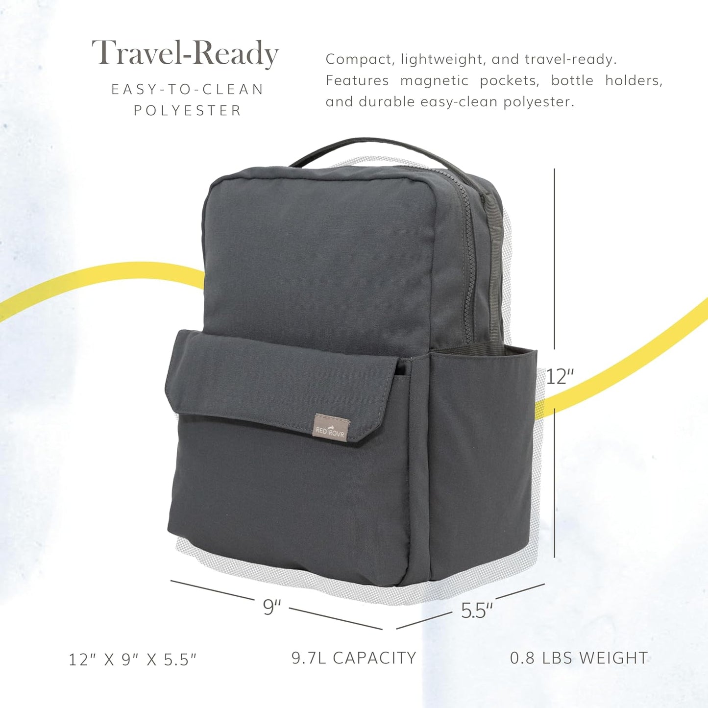 RED ROVR Mini Roo Lightweight Backpack | 6 pockets for everyday essentials (Charcoal)