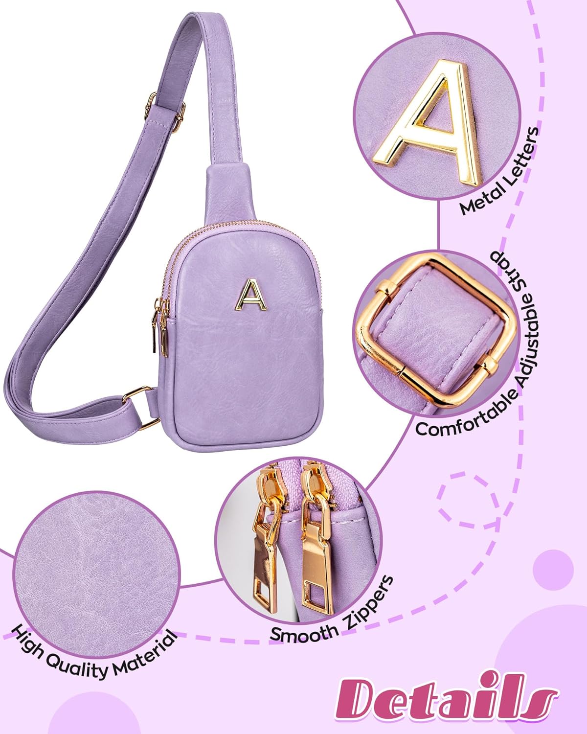 Gifts for 6 7 8 9 10 11 12 13 14 15 16 Year Old Girls, Initial Cross Body Fanny Pack, Cute Sling