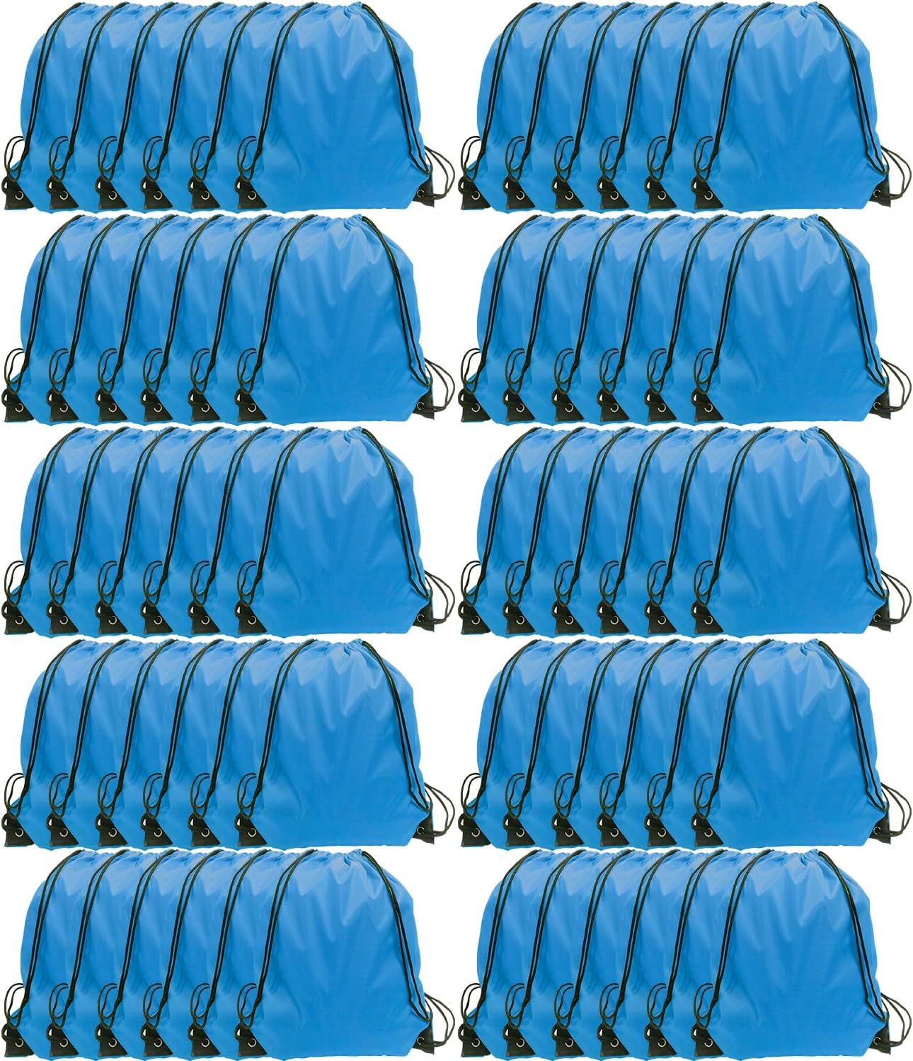 GoodtoU Drawstring Bags, Nylon Backpack for Sport, Traveling, Team (60Pcs, Sky Blue)