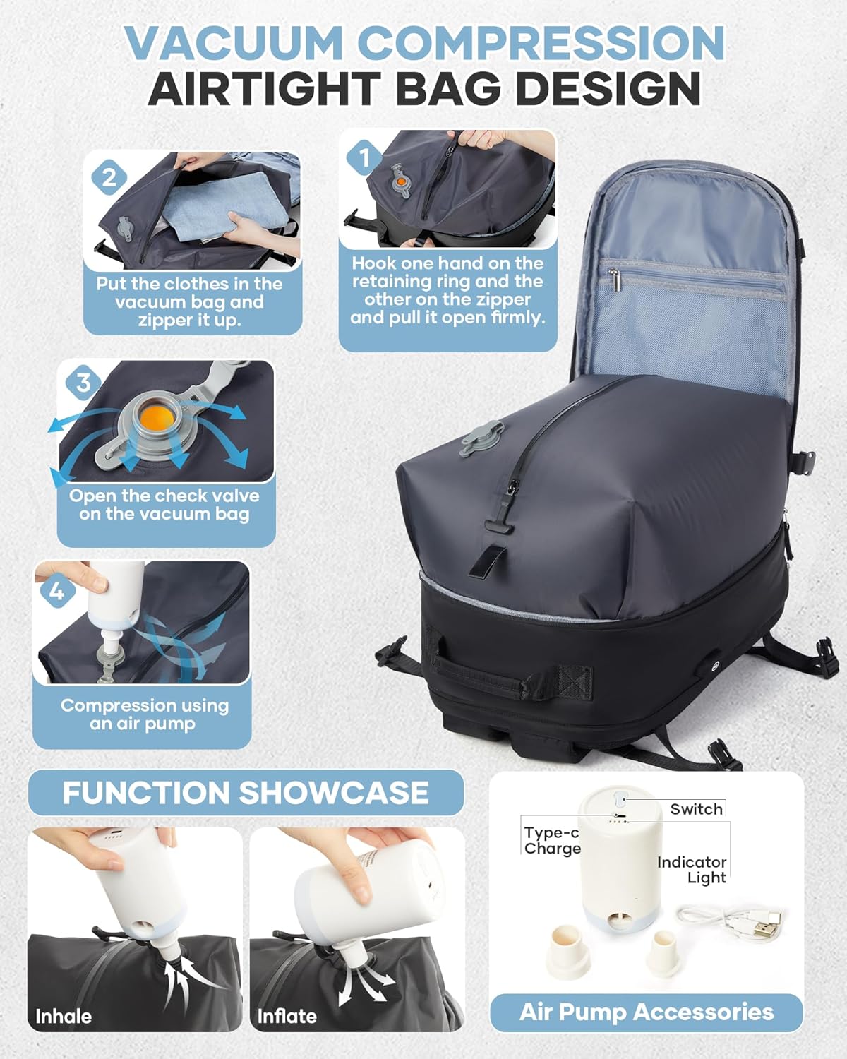 WONHOX Large Travel Backpack Carry on Flight Approved Laptop Work Business Backpack for Women Men Mochila de Viaje