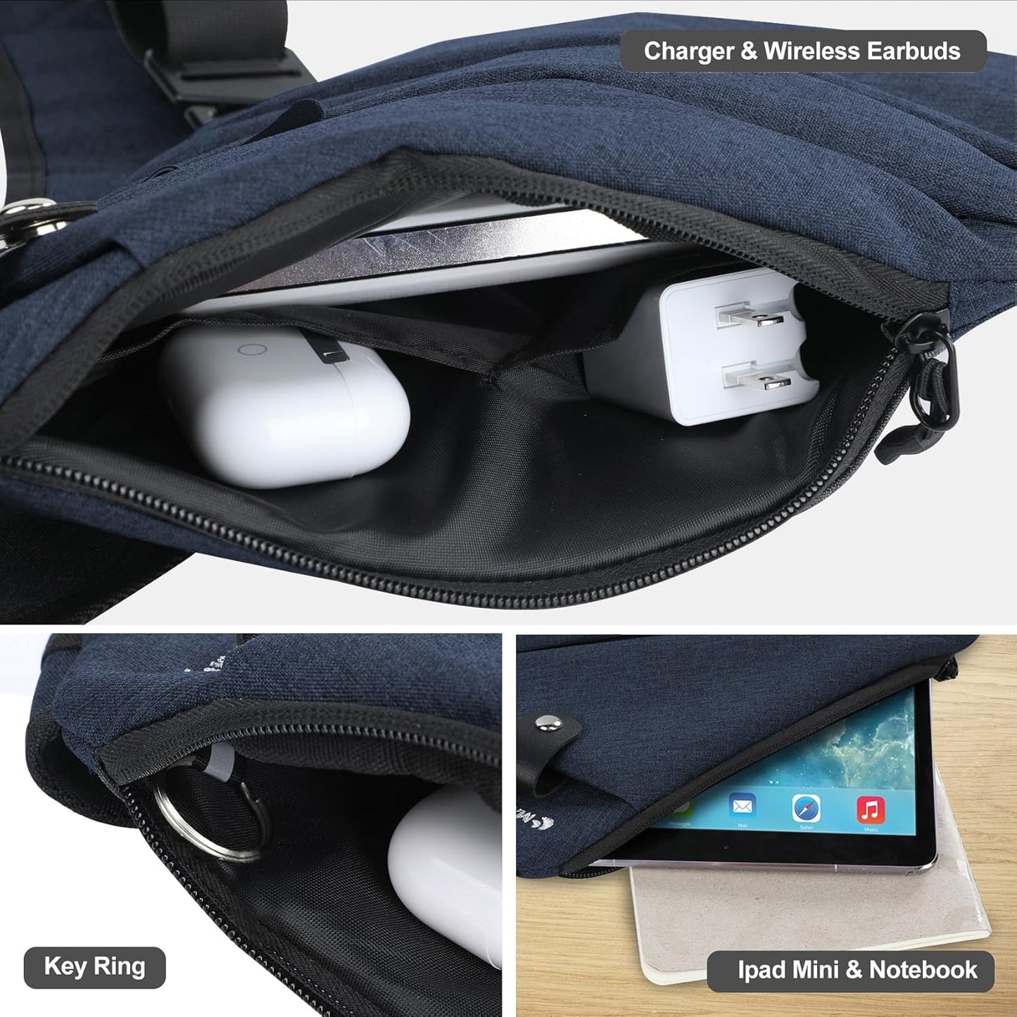 Men Small Sling Shoulder Crossbody Bag Anti-theft One Strap Casual Chest Bags Slim Backpack Outdoor Hiking Biking