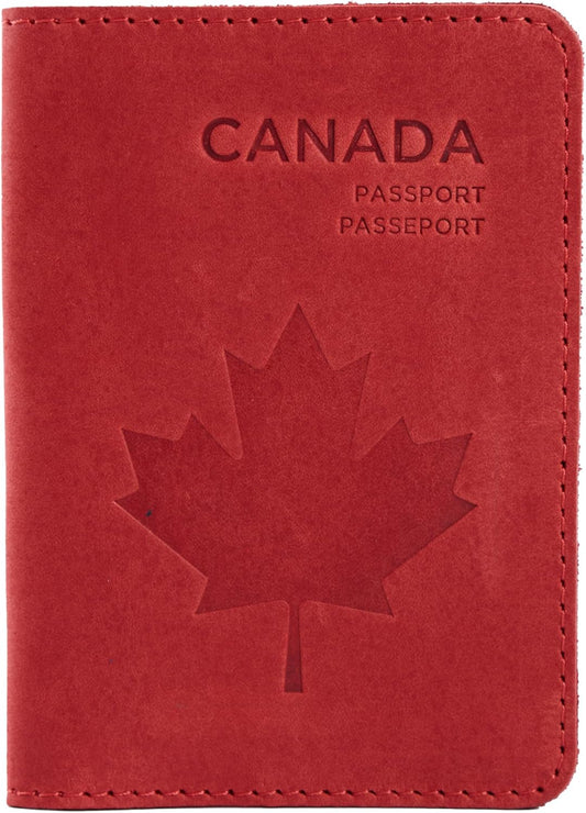 INCARNE Passport Cover - Travel Passport Wallet - Leather Passport Holder for Men Women Family with Card Slots & Note Compartmen - Sleeve Protector - Genuine Leather - Vintage Red