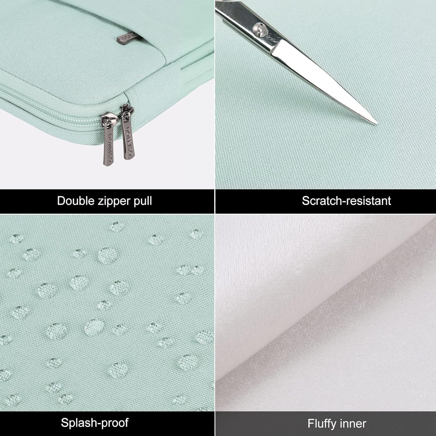 DOMISO 16 inch Laptop Sleeve Case Water Resistant Shockproof Protective Computer Bag for 16" Dell/HP Pavilion Envy/ThinkPad IdeaPad/ASUS Vivobook,Mint Green