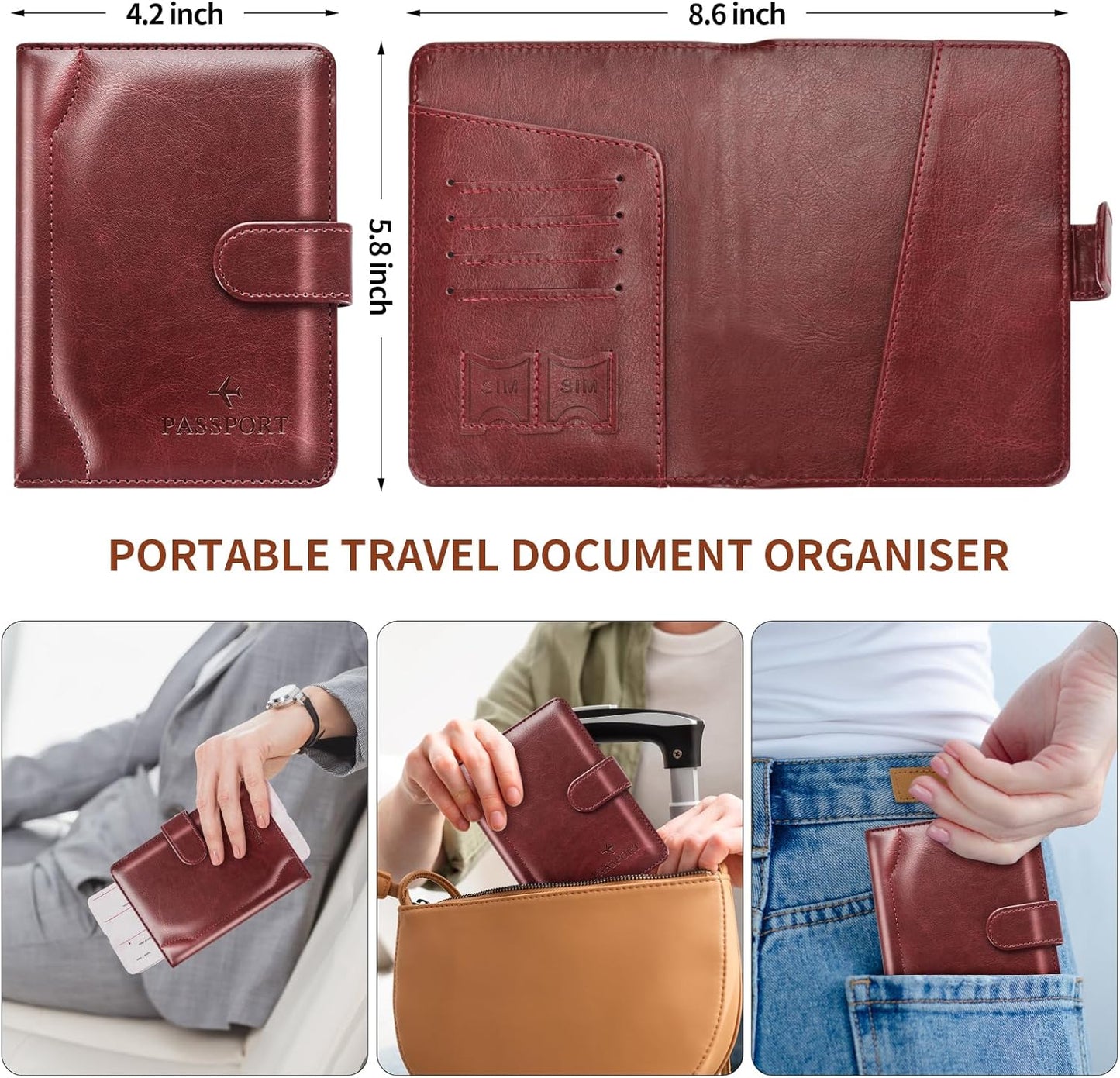 Herain Passport Holder for Travel Cruise Essentials, Passport Cover Wallet Case Women Men, RFID Passports Book Holders Travels Gifts Must Haves Accessories
