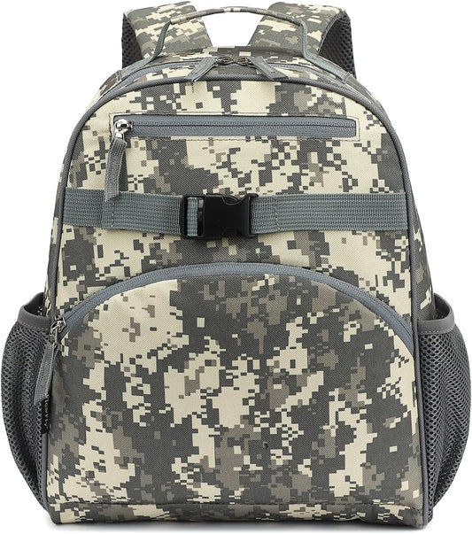 FlowFly Kids Backpack for Toddler Boys Girls, Simple Lightweight Bookbag for Daycare Kindergarten Elementary School Travel, Small Modern Bag (Medium 15''), Digital Camo