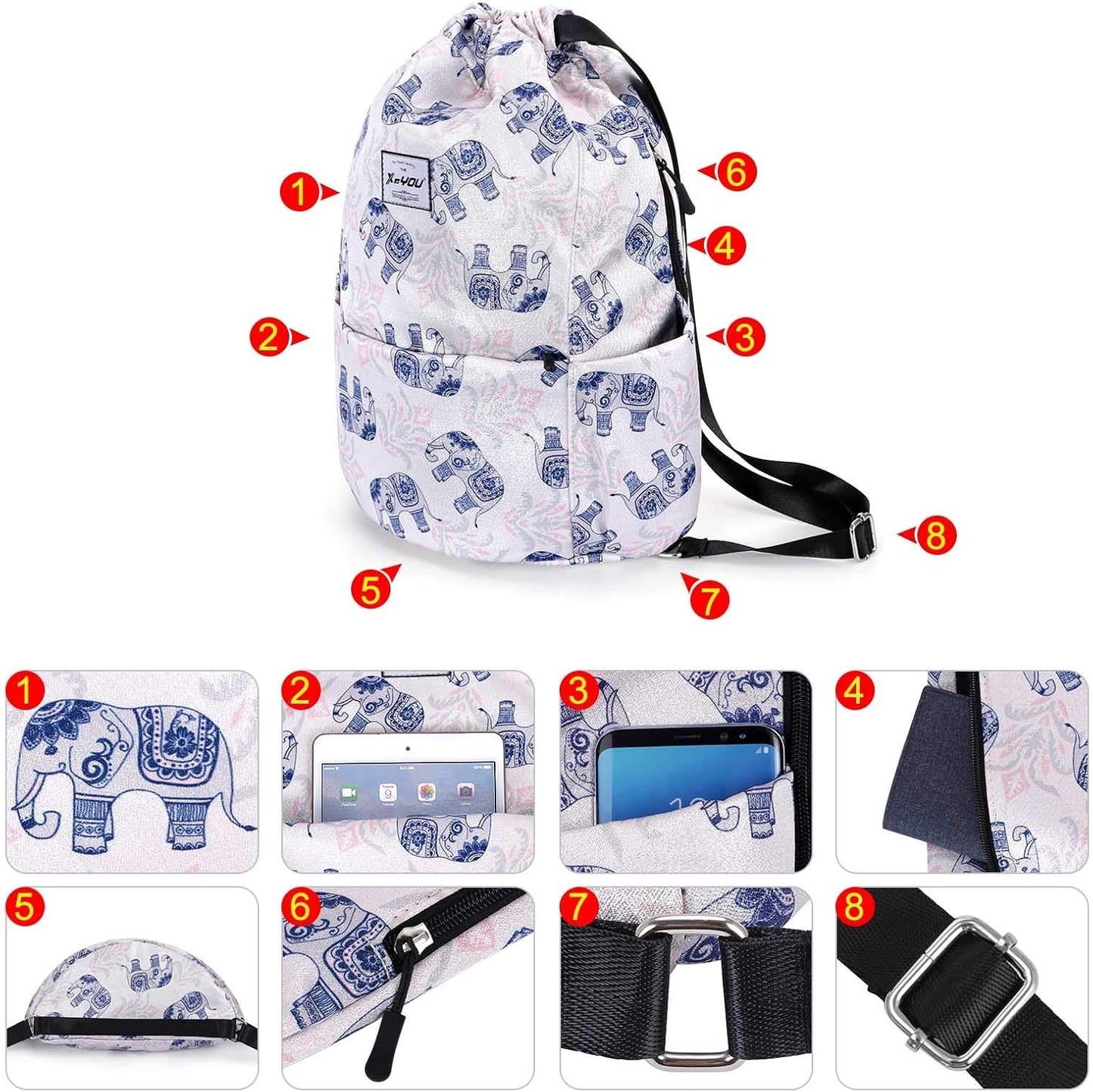 XEYOU Drawstring Sports Backpack Lightweight Gym Yoga Sackpack Shoulder Rucksack Casual Outdoor Daypack for Women and Men
