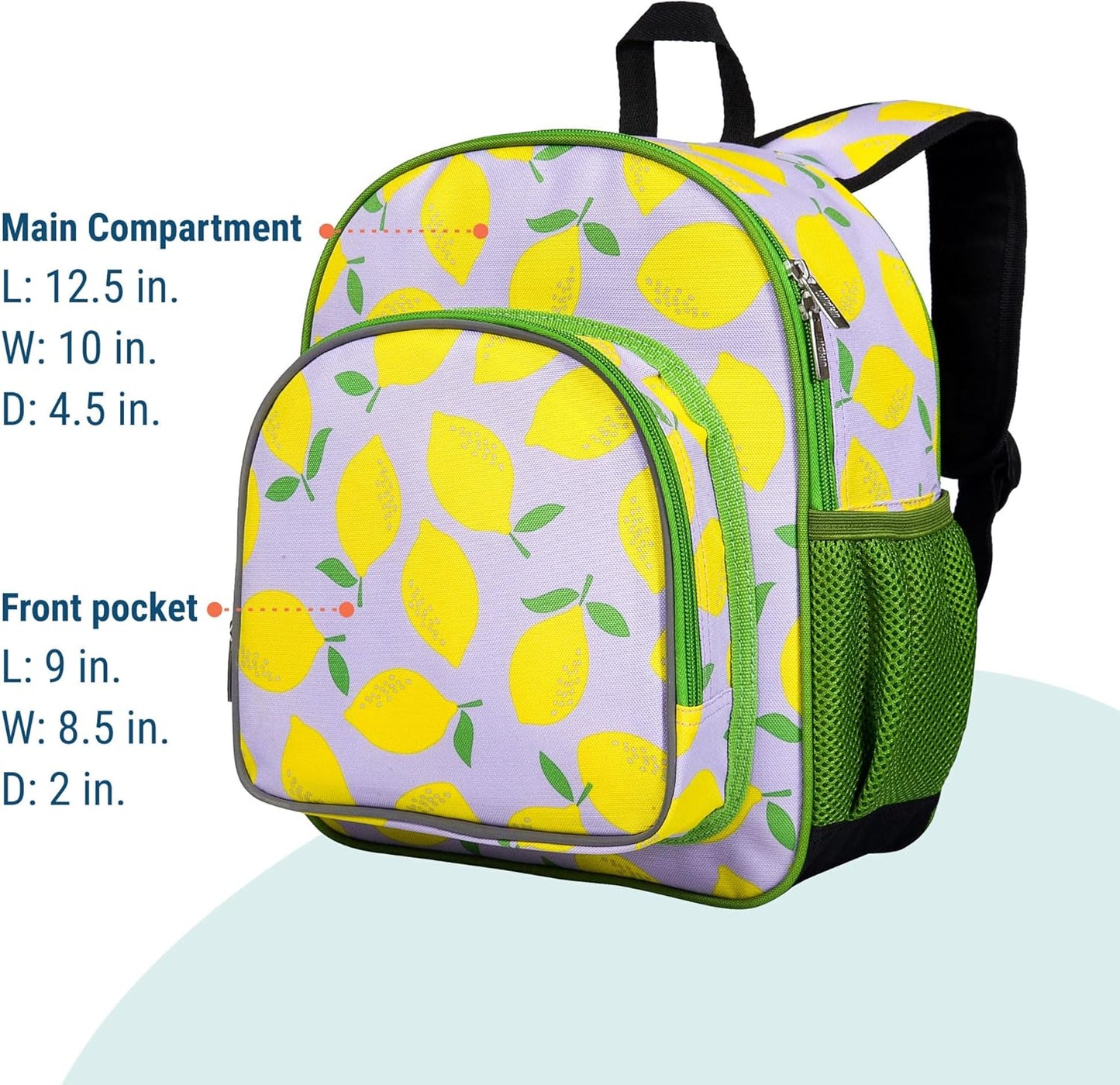 Wildkin 12-inch Kids Backpack – Padded, Adjustable, Ideal for Daycare & Travel - Lilac Lemonade