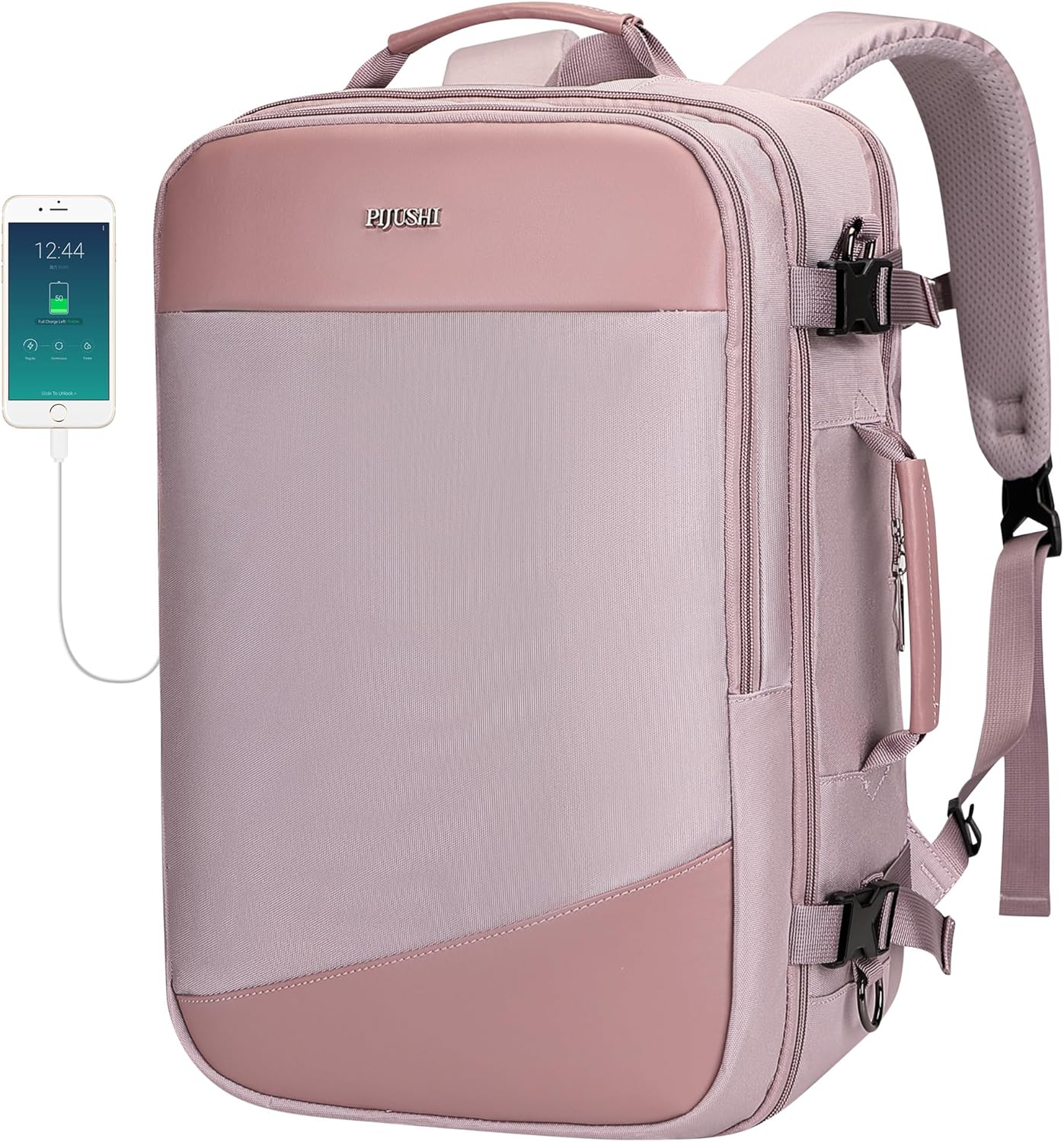 PIJUSHI Travel Backpack for Women Carry on Suitcase Backpack Flight Approved Personal Item Bag Fits 16 Inch Laptop(PE035 Light Purple)