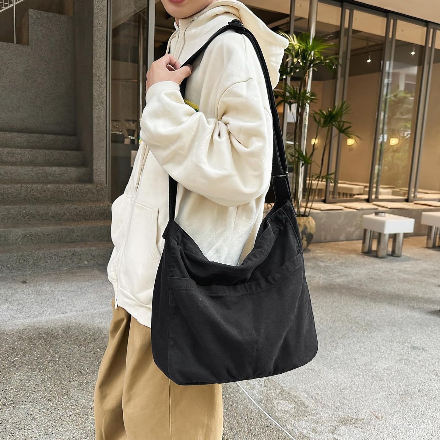 Canvas Messenger Bags for Women Crossbody Bag for School Hobo Men Cute Large Shoulder Lightweight Tote