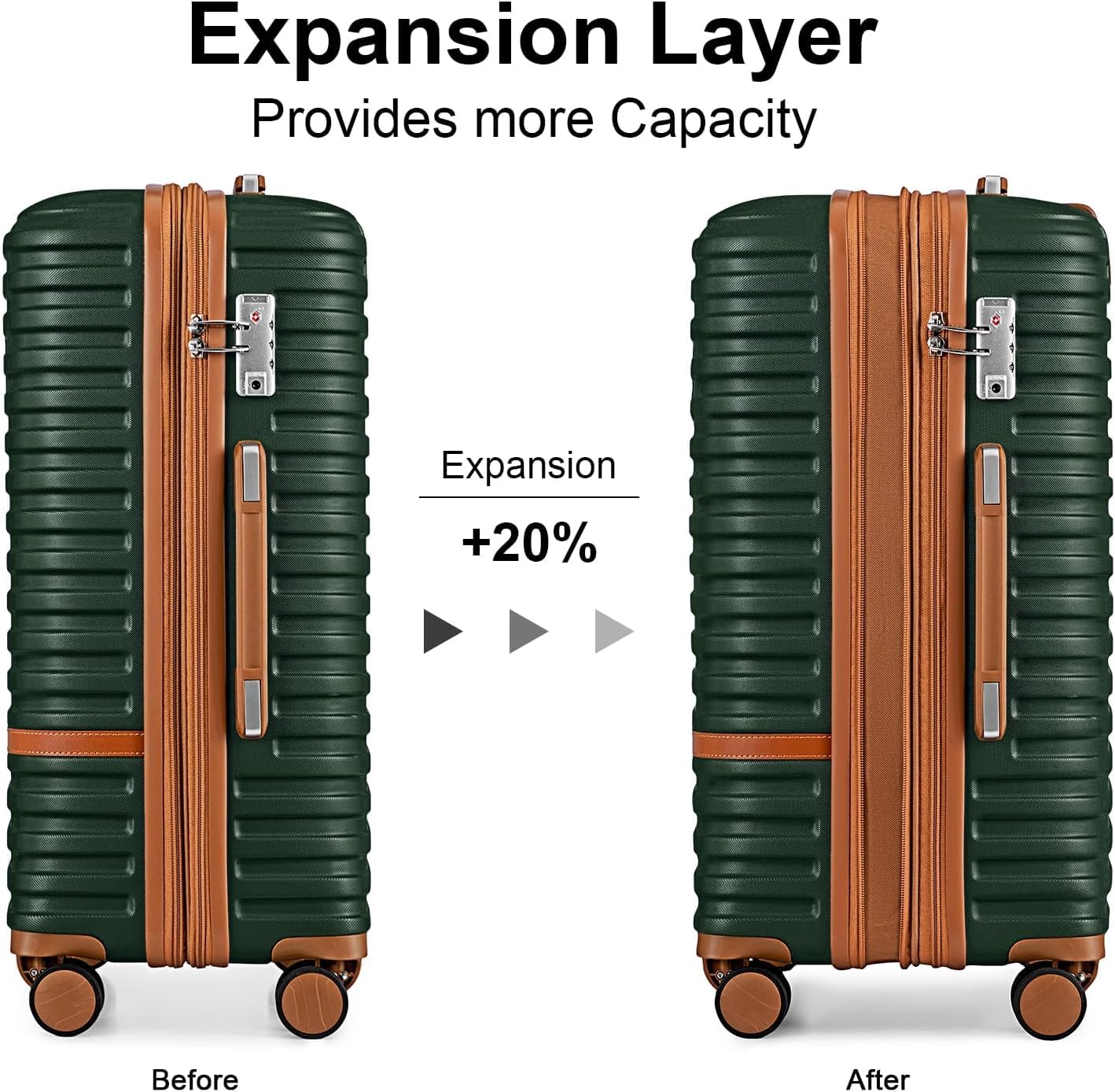 Joyway Expandable Luggage Sets 5 Piece, Lightweight Hard Shell Travel Suitcase Set with Spinner