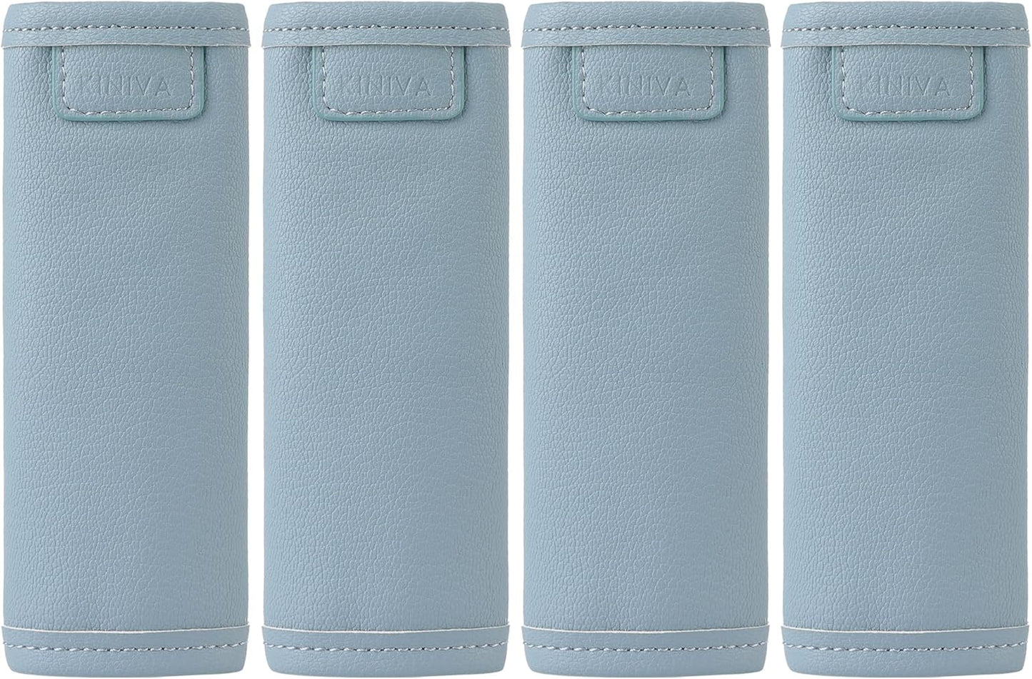 KINIVA 4 Pack Set Vegan Leather Luggage Handle Wraps, Blue, 5.7x6.1 Inch, Travel Accessory