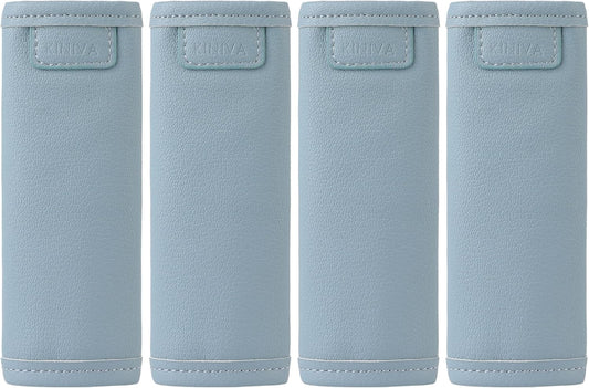 KINIVA 4 Pack Set Vegan Leather Luggage Handle Wraps, Blue, 5.7x6.1 Inch, Travel Accessory - Luggage Tags