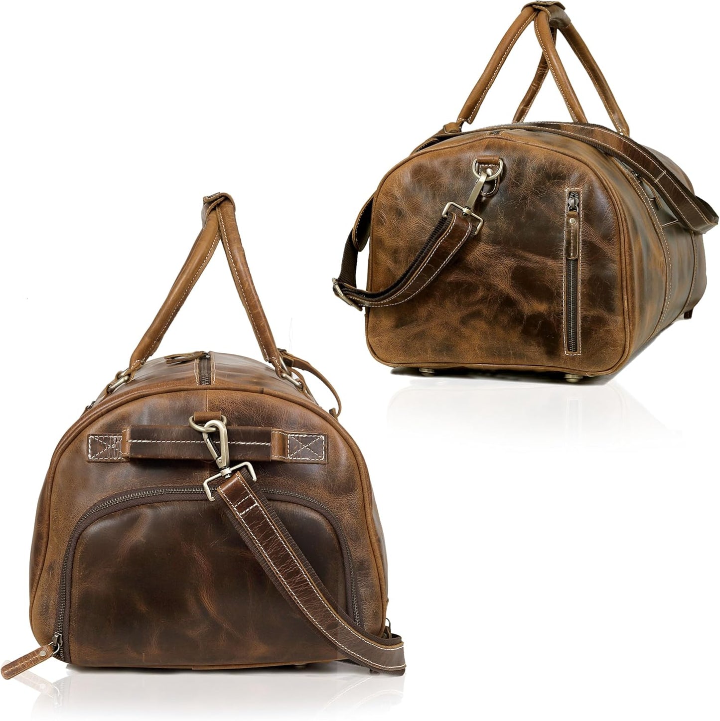 Vintage Leather Duffle Travel Duffel with Shoe Compartment Weekender Overnight Bag Carry on Duffel Bag for Men and Women Leather Sports Duffle Gym bag for Men