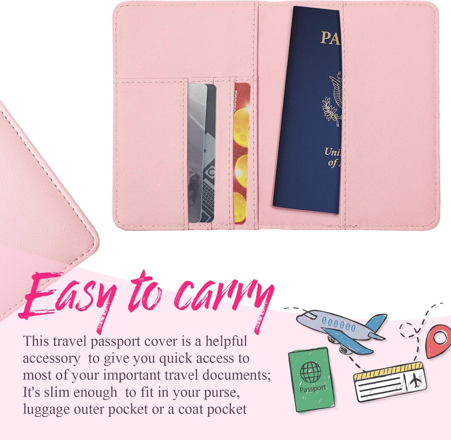 Frienda 2 Pieces Bridal Passport Covers Holder Waterproof Leather Holder Covers Travel Wallet Passport Case for Women and Men