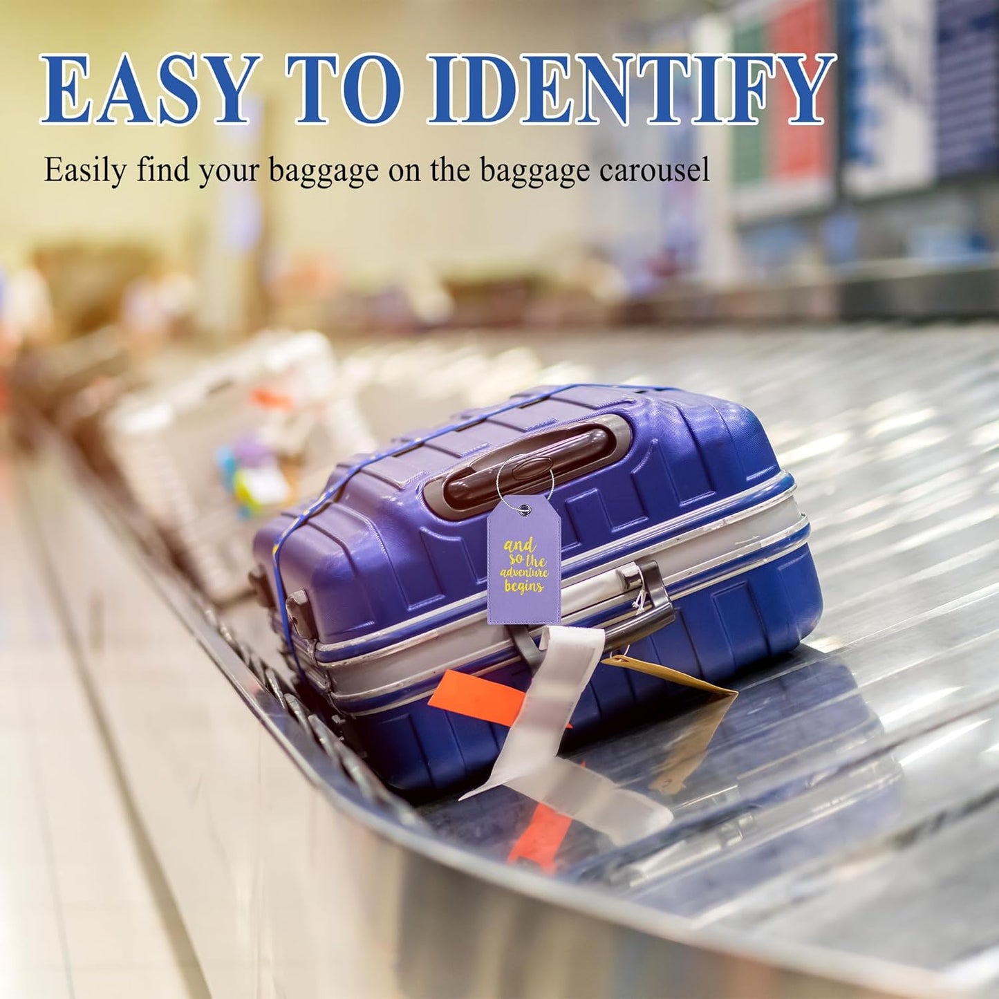 Luggage Tag & Initial Baggage Tags for Suitcases Leather Bag Tags for Backpacks Handbag School Instrument with Name ID Label Travel Essentials, Unique Fun Purple Personalized Luggage Tags 2 Pack