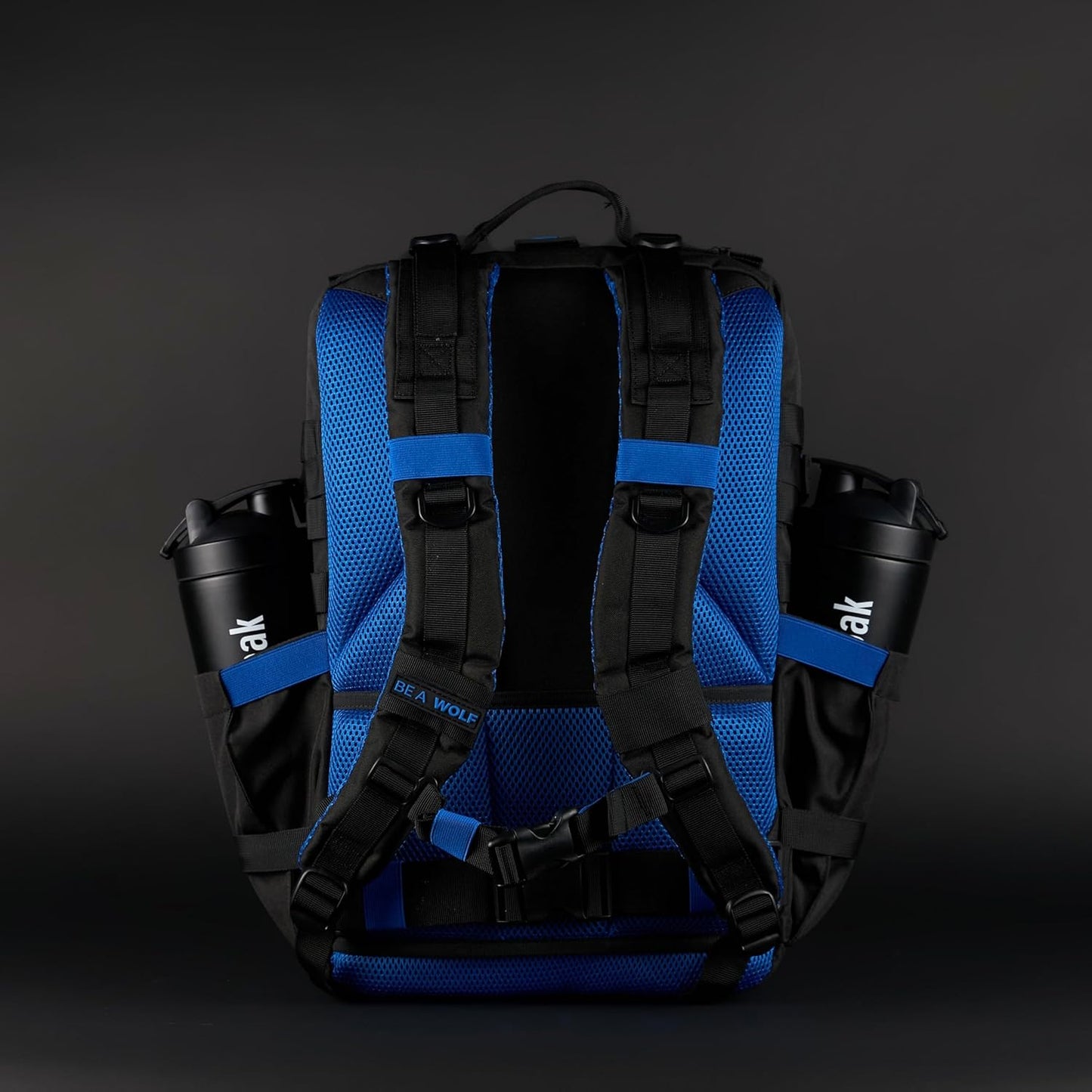 WOLFpak 45L Athletic Gym Backpack - Durable 1000D Waterproof Oxford Material w/MOLLE Webbing, Laptop Pocket & Dual Cup Holders, Durable Everyday Gym Backpack (Blue Wolf)