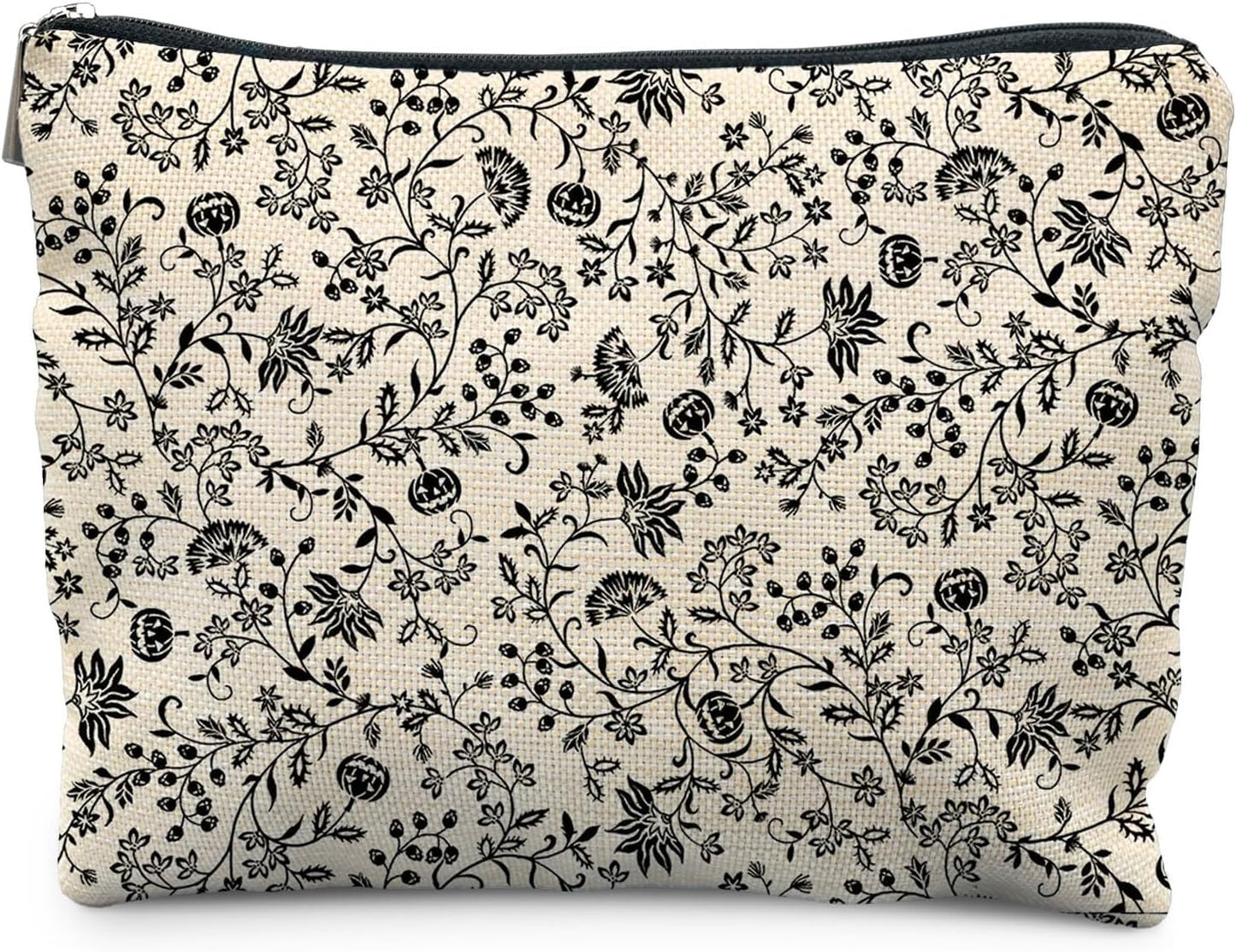 Vintage Halloween Makeup Bag, Halloween Gifts for Women Her Girlfriend, Halloween Pumpkins with the Wine Cosmetic Bags Toiletry Bag for Women, Horror Makeup Bag