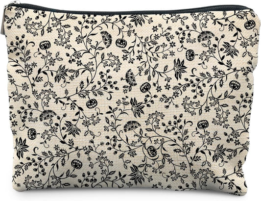 Vintage Halloween Makeup Bag, Halloween Gifts for Women Her Girlfriend, Halloween Pumpkins with the Wine Cosmetic Bags Toiletry Bag for Women, Horror Makeup Bag